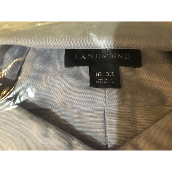 Lands' End Supima Oxford Blue Long Sleeve Shirt Men's 16-33 New - Picture 2 of 2
